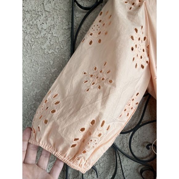 1 State Cotton Eyelet Embroidered Dress - Size Small - Peach/ Pink - Picture 7 of 10
